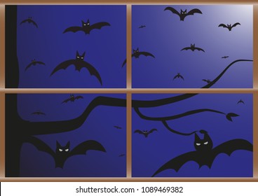 Bats approaching viewed through a window pane