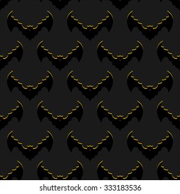 Bats background. Flock of flying bloodsuckers seamless pattern. Terrible Night and winged animals. Texture for dreaded holiday Halloween.