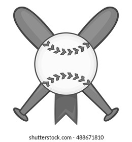 Bats and ball icon in black monochrome style isolated on white background. Sport symbol vector illustration