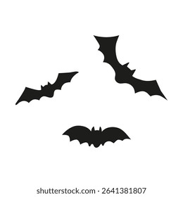 Bats black silhouettes on white background