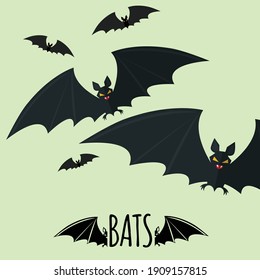 Bats Black wings flying vector
