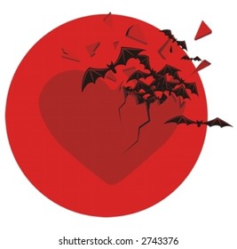 bats breaking out from the heart