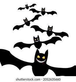 Bats cartoon style seamless pattern background. Halloween for background. hand drawn. Vector illustration.