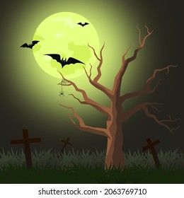 Bats in the cemetery on full moon night