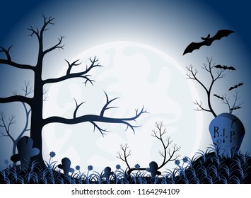 Bats in the cemetery on the Halloween night.