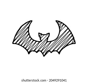 Pintura de murciélago de garabatos de arte vectorial aislado en fondo blanco. Estilo Doodle.
