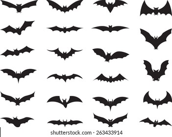 Bats collection isolated on white