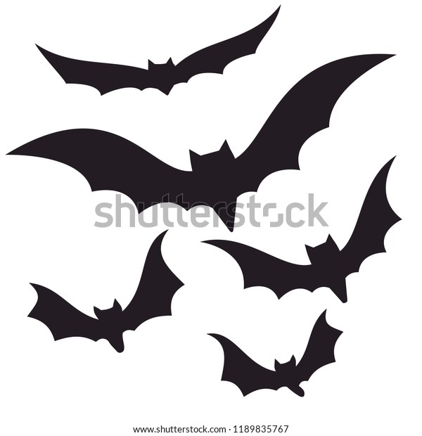 Bats Collection Isolated On White Stock Vector (Royalty Free ...