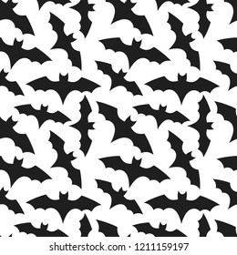 Bats colony seamless pattern. Halloween vector background