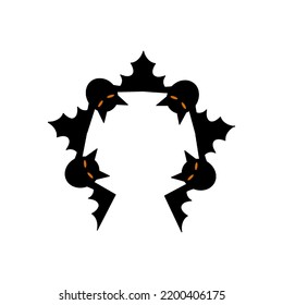 Bats connected in a circle. Halloween wreath of bats