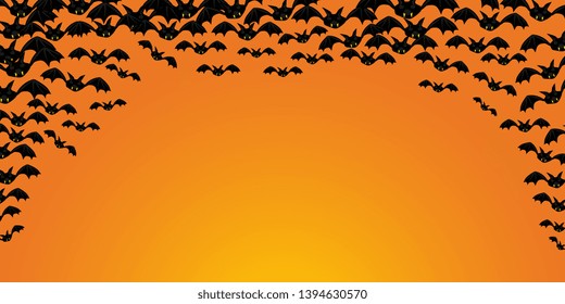 Bats. Flock of bats. Drawn bats. Background for postcards. Banner for Halloween. Creative background. Cartoon picture. Vector graphics