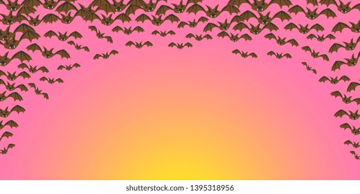 Bats. Flock of bats. Drawn bats. Background for postcards. Banner for Halloween. Creative background. Cartoon picture. Vector graphics
