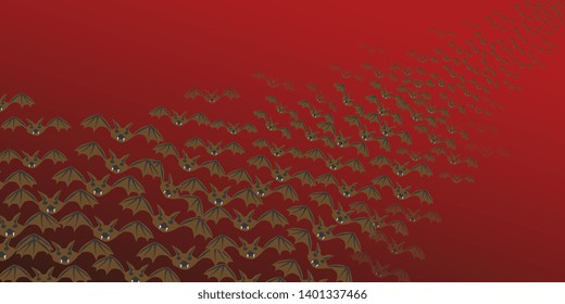 Bats. Flock of bats. Drawn bats. Background for postcards. Banner for Halloween. Creative background. Cartoon picture. Vector graphics