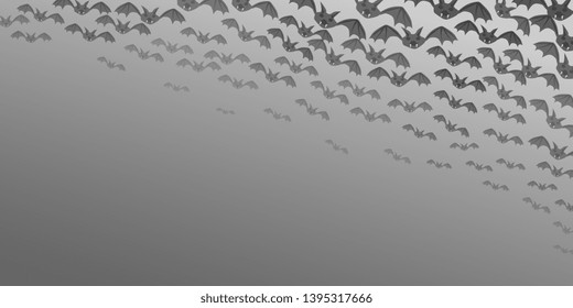 Bats. Flock of bats. Drawn bats. Banner for Halloween. Background for postcards. Creative background. Cartoon picture. Vector graphics