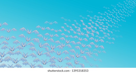 Bats. Flock of bats. Drawn bats. Banner for Halloween. Background for postcards. Creative background. Cartoon picture. Vector graphics