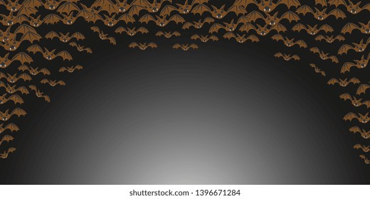 Bats. Flock of bats. Drawn bats. Banner for Halloween. Background for postcards. Creative background. Cartoon picture. Vector graphics