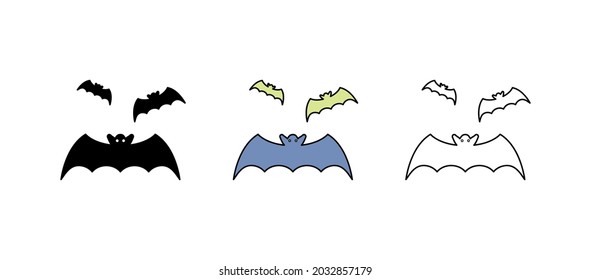 Bats flying in the air icon. Set suitable for the concept of Halloween. It is a colorful, silhouettes and linear icon set.