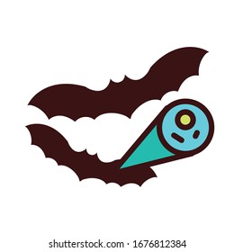 bats flying with covid19 virus particle line and fill style vector illustration design