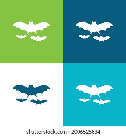 Bats Flying Flat four color minimal icon set