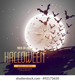 bats flying in front of moon, halloween background