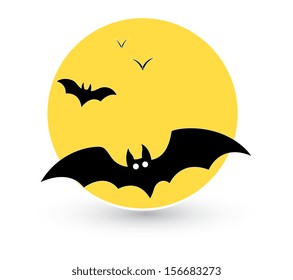 bats flying in full moon background vector