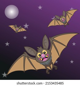 Bats flying in the night sky