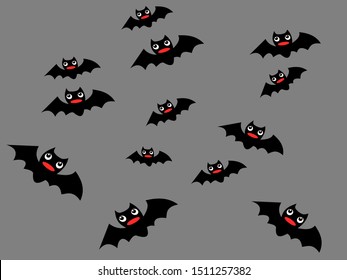 Bats flying on a gray background