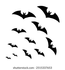 Bats are Flying on Halloween, Halloween black bat element, Flock of flying bats.