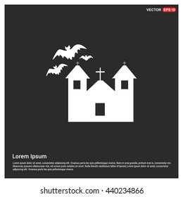 Bats flying over Church icon. Church icon. Happy Halloween 