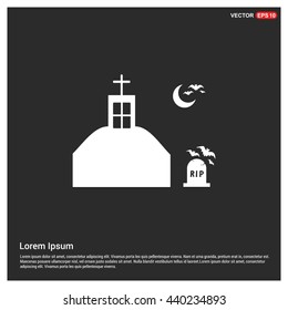 Bats flying over Church icon. Church icon. Happy Halloween 