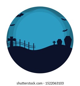 bats flying in scene halloween vector illustration