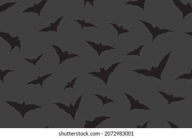 Bats flying silhouette seamless pattern. Digital Illustration Background.