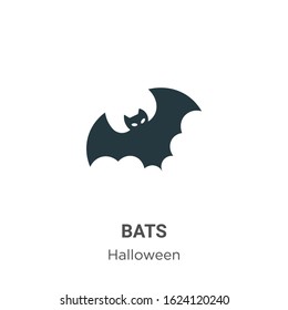Bats glyph icon vector on white background. Flat vector bats icon symbol sign from modern halloween collection for mobile concept and web apps design.