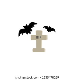 Bats, gravestone, inscription, color icon. Simple colored vector of halloween icons for ui and ux, website or mobile application