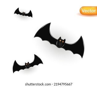  Bats - Halloween 3D Design. Vector illustration