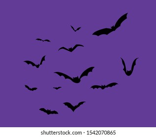 Bats Halloween Decoration Violet Silhouette