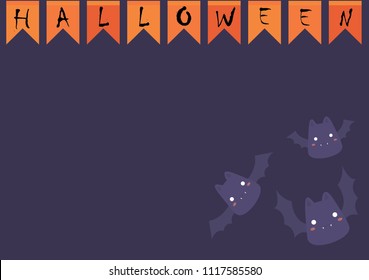 Bats and Halloween party flag vector background.