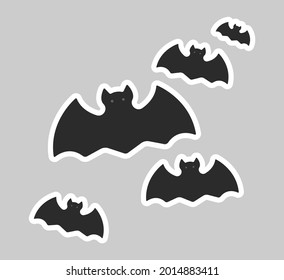 bats halloween sticker. vector illustration