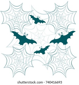 Ð¡obwebs and bats. Halloween symbols.  Design for party card, announcement, advertisement, print. 