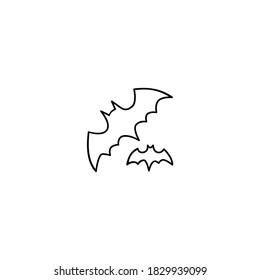 Bats icon. Halloween icon. Simple, flat, outline, black.