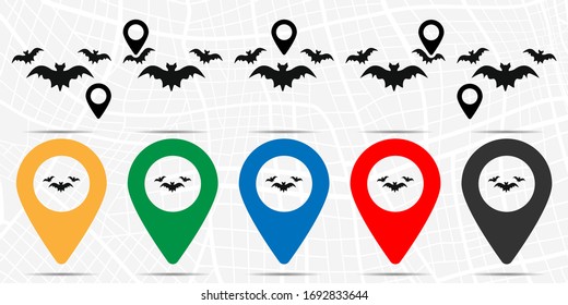 Bats icon in location set. Simple glyph, flat illustration element of halloween theme icons