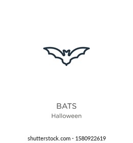 Bats icon. Thin linear bats outline icon isolated on white background from halloween collection. Line vector sign, symbol for web and mobile