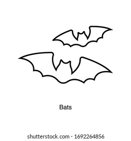 Bats icon vector on white background. Black icon illustration
