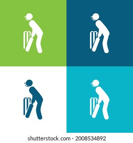 Bats Man Flat four color minimal icon set