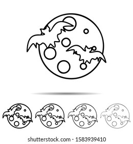 Bats and moon different shapes icon. Simple thin line, outline vector of halloween icons for ui and ux, website or mobile application