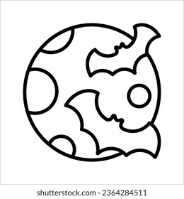 Bats and moon glyph icon, halloween and midnight, bats flying on the moon vector icon, party decoration, vector illustration on white background