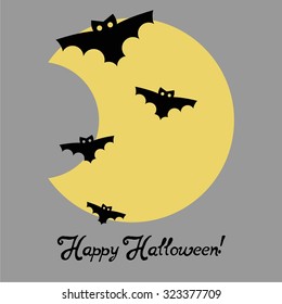 Bats and the Moon for the Happy Halloween