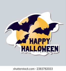 Bats in the moon Happy halloween poster Vector