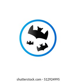 Bats and moon icon in duo tone color. Animal season Halloween