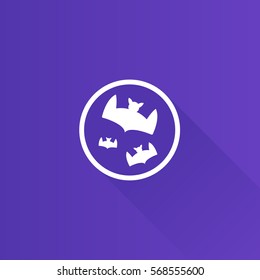 Bats and moon icon in Metro user interface color style. Animal season Halloween